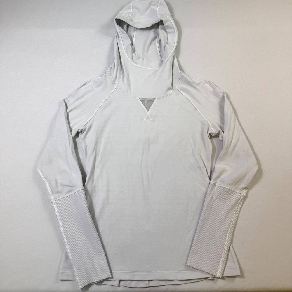 Lululemon Hoodie Women Size 4 Light Gray Mesh Back Thumbhole Activewear Top